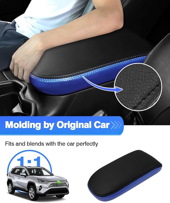 Autorder Center Console Cover for 2019-2022 2023 2024 2025 Toyota RAV4 Accessories Armrest Cover Anti-Scratch Middle Console Pad Leather Armrest Protector