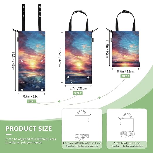 ALAZA Hanging Car Trash Bags Garbage Bag Trash Can for Back Seat Small Sunset Glow Sea Washable Storage Bag Retractable 2 Pack