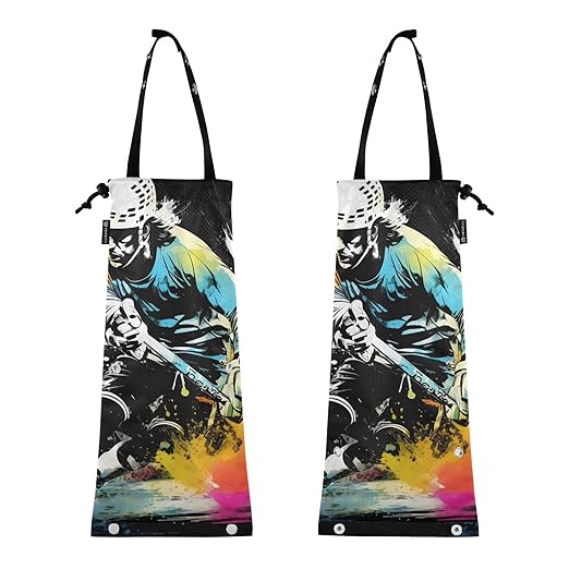 ALAZA Hanging Car Trash Bags Garbage Bag Trash Can for Back Seat Small Ice Hockey 1 Washable Storage Bag Retractable 2 Pack
