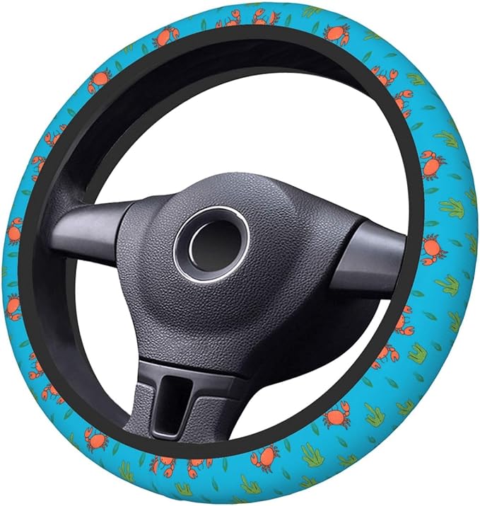 Stone Crab Cartoon Universal Fit Steering Wheel Cover for Car, Truck, and SUV, Durable Steering Wheel Protection