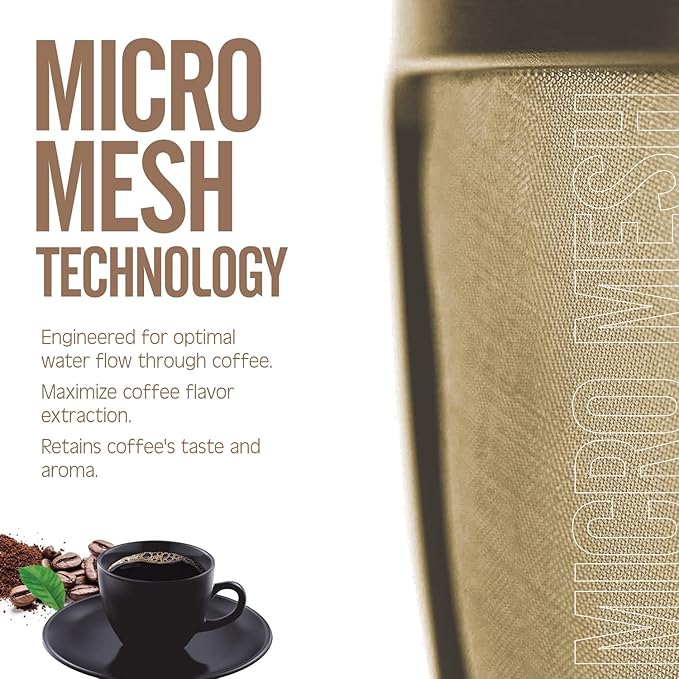 4 Cup Reusable Filter Basket With Mesh Bottom Fits MrCoffee Coffee Maker and Brewer - Permanent Filter Replacement for Mr Coffee Gold Basket-Style Filters 1-Pack