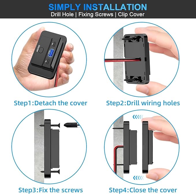 2PCS 3 Ports 12V RV USB Outlet 90W, Dual PD3.0 Type-C Quick Charge 72W & USB QC3.0 18W Panel Wall Mount, Automotive Car Socket Charger Adapter for RV Marine Boat Bus ATV Motorcycle Truck