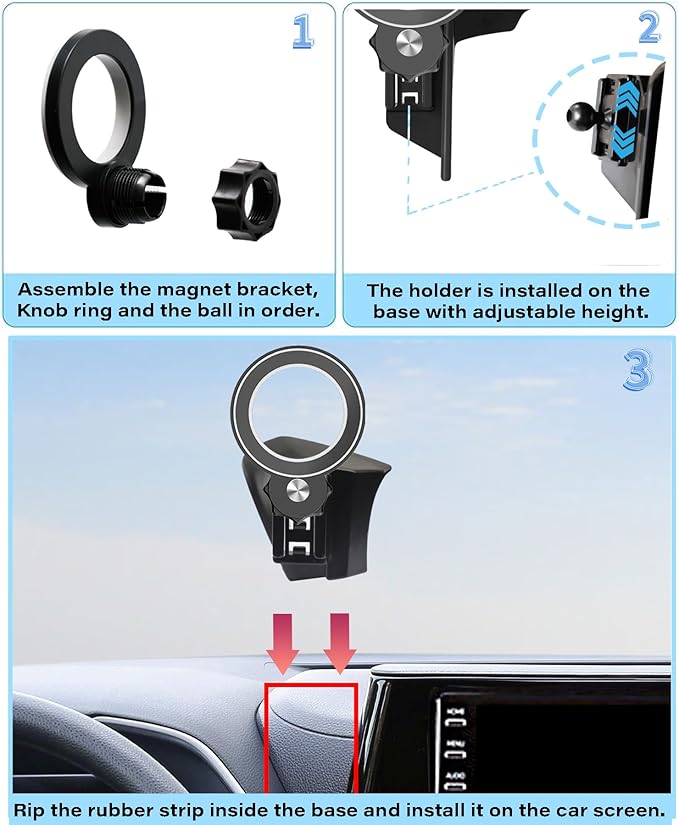 Magnetism Car Phone Holder for Toyota Highlander 2020-2025 Accessories Compatible with MagSafe Hands-Free 360 Degree Rotation Adjustable Cell Phone Mount Does Not Affect Air Vent
