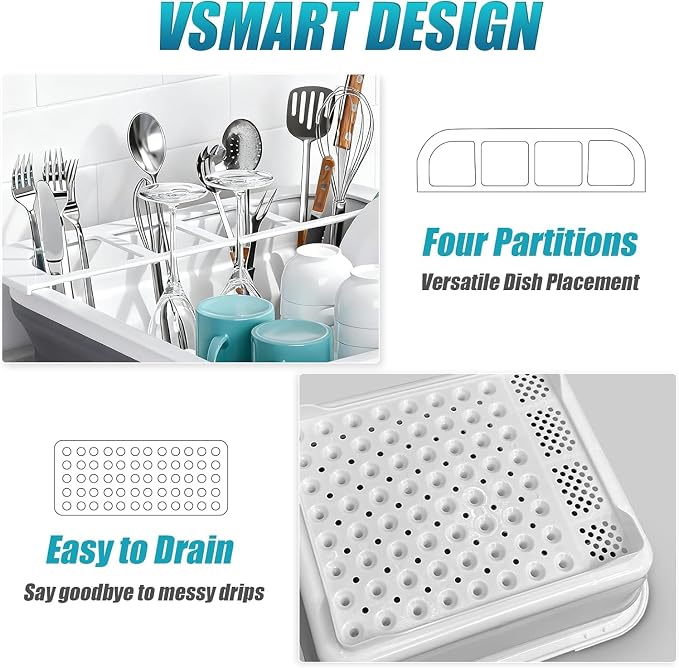 4 Pack Collapsible Dish Drying Rack Portable Dish Rack for Kitchen RV Campers Travel Trailer - Space Saving Kitchen Storage Tray, Send Goods from Local Warehouse
