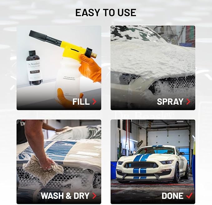 Dr. Beasley's Premium Body Wash for Autos 12 fl oz - Leaves a Brilliant Shine, pH Balanced Formula, Foams Thick, Prevents Scratches, Won't Dry Hands, Biodegradable