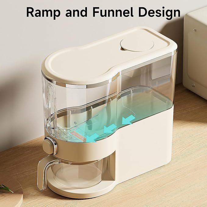 UFORU Rice Dispenser, Rice Storage Container with Measuring Cup for Kitchen Pantry Household, Dry Food Storage Containers Airtight, Sealed Moisture Proof, Cream White 11 Lbs