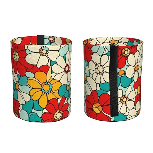 Retro Groovy Floral Car Trash Can Garbage Cans Foldable,Cute Hanging Car Organizer and Storage Bag Leak Proof, Auto Back Seat Trash Bin Universal for Truck, SUV, Outdoor Travel