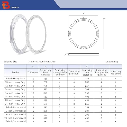TamBee 20 Inch Lazy Susan Hardware Aluminum Bearing Metal Rotating Turntable Bearing Swivel Plate Hardware Lazy Susan Bearing Lazy Susan Parts Lazy Susan Mechanism Lazy Susan Kit Lazy Susan Base Only