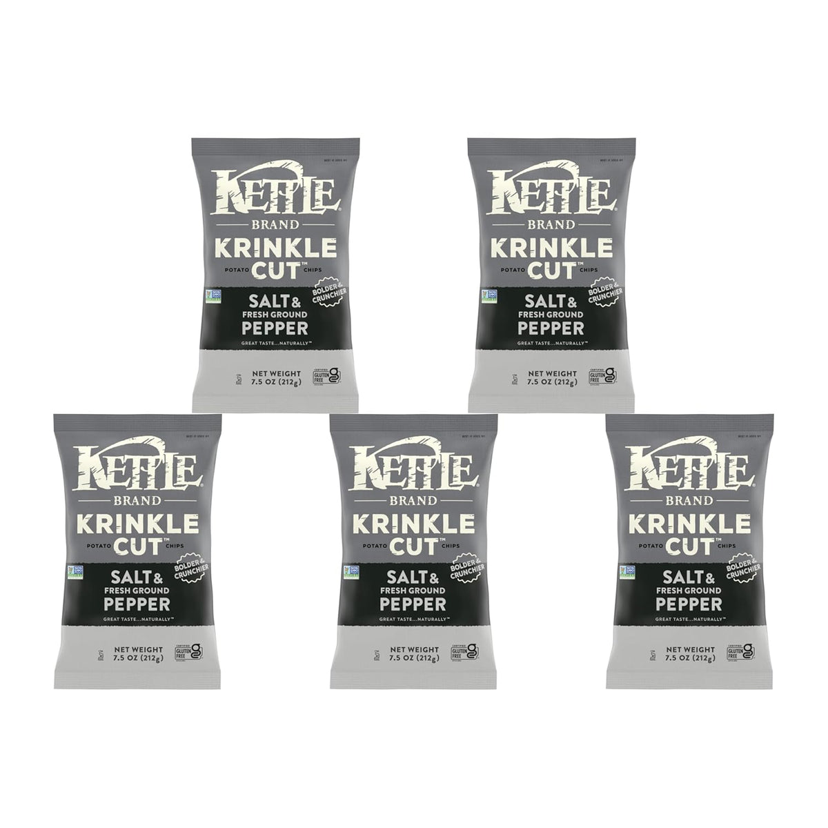 Kettle Brand Potato Chips, Krinkle Cut, Salt & Ground Pepper Kettle Chips, Party Size, 13 Oz