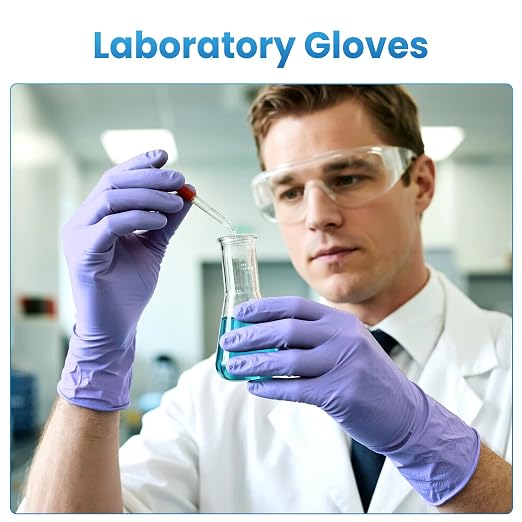 Borje Nitrile Exam Gloves Large, 100 Count Disposable Gloves, Iris Blue, Latex-Free Powder-Free, Food Safe, Cooking, Cleaning