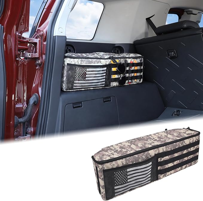 Aunginsy 1PCS Trunk Organizer Compatible with Toyota FJ Cruiser 2007-2021+, Car Left Side Trunk Storage Bag Backseat Hanging Storage Multi-Compartment Space Saving Accessories, With Camouflage Pattern