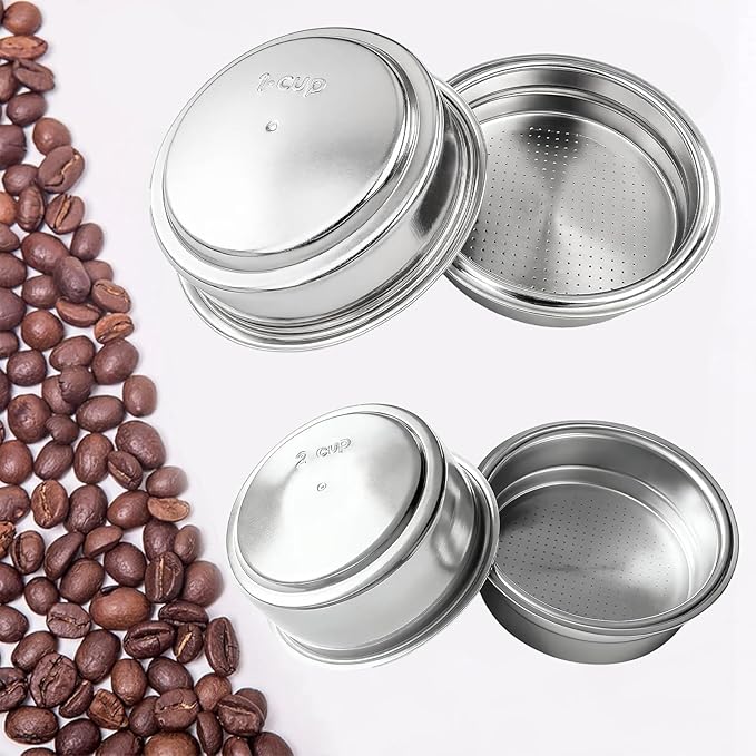 2 PCS 51mm Portafilter Basket, Portafilter 51mm, A Reliable Choice for Family Baristas, Portafilter Basket for Portafilter Coffee Machine (One Cup/Double Cup)