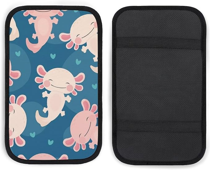 Axolotlkawaii Car Center Console Cushion Pad,Waterproof Armrest Seat Box Cover Protector,Comfortable Car Decor Accessories Fit for Most Cars, Vehicles, SUVs