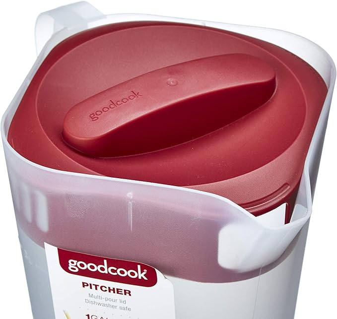 GoodCook 1 Gallon Pitcher with 4 Way Lid, Made Without BPA, Clear
