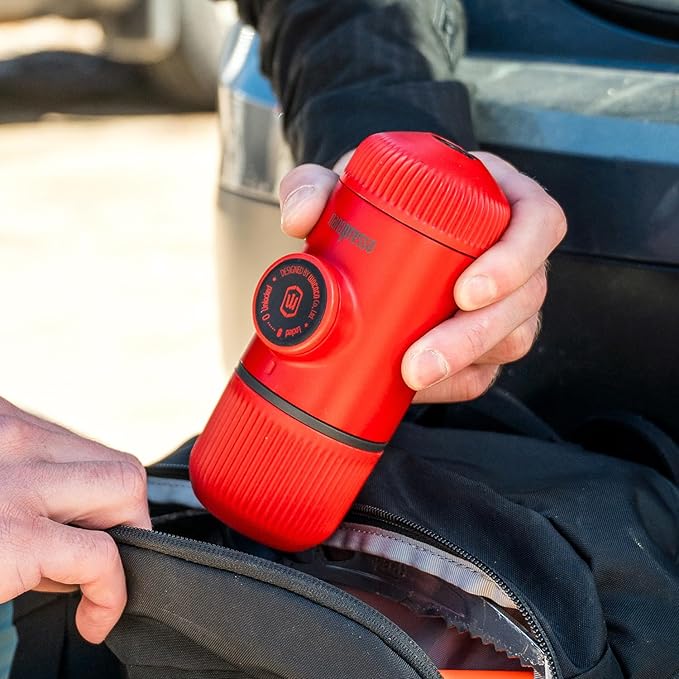 WACACO Nanopresso Portable Espresso Maker, Upgrade Version of Minipresso, 18 Bar Pressure, Red Patrol Edition