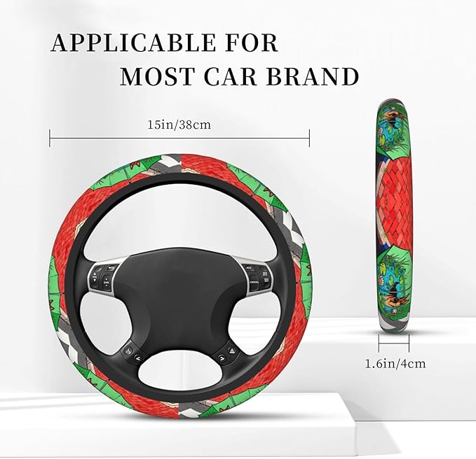 Border Collie Prints Neoprene Steering Wheel Covers Women Men Car Accessories, Universal 15 Inch Fit Auto, Suvs, Truck