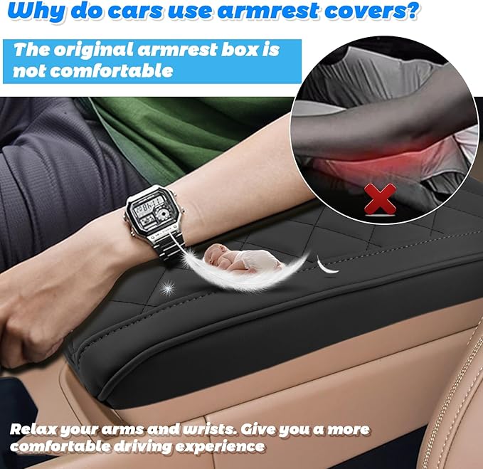 SHAOHAO for 2025 2026 Hyundai Santa Fe Center Console Cover for 2024 2025 2026 Hyundai Santa Fe Accessories (SE/SEL/XRT/Limited/Calligraphy) Armrest Cover Soft Pad Middle Console Lid Protector Black