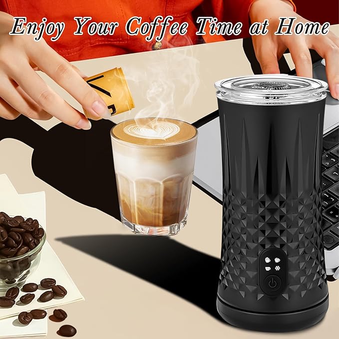 Milk Frother and Steamer,Hot and Cold Foam Maker and Milk Steamer Function 4 In 1, Automatic with Smart Temperature Control for Coffee, Latte,Christmas Gift for Cappuccino and Macchiato Accessories