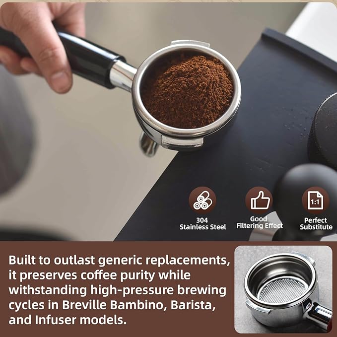 Replacement Dual Wall Filter Basket 54mm 2 Cup, Compatible with Breville Espresso Machines (BES860XL/11.41) - Double Shot Portafilter Accessories