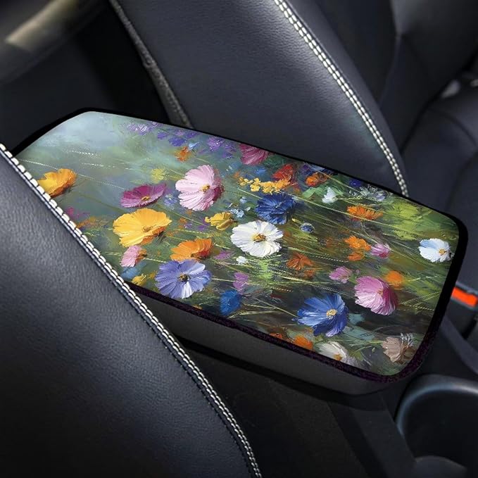 Cute Flowers Car Center Console Cushion Pad Armrest Cover Protec Arm Rest Cover Car Protect from Pet Claws 12.3 x 7.5 Inch Universal Fit for Vehicles,Cars,Suvs,Vans,Sedans