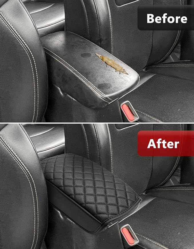 KBH Center Console Armrest Cover for Jeep Compass 2017 2018 2019 2020 2021, Middle Console Lid Covering, Arm Rest Cushion Pad, Vinyl Leather Interior Accessories, Black
