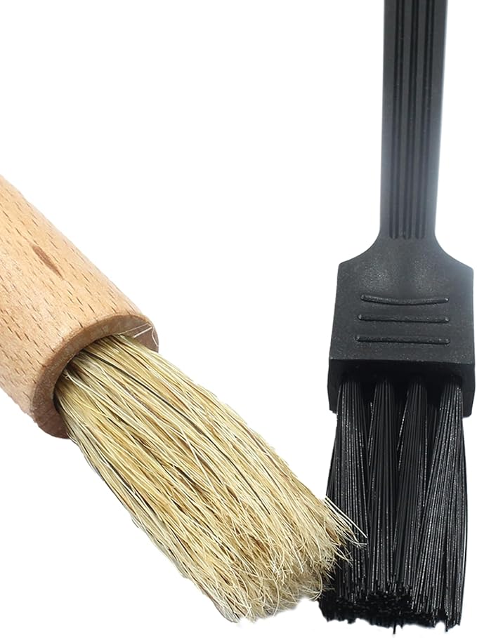 2 Pack Coffee Grinder Cleaning Brush Bean Grain Coffee Grounds Tool Wood Handle Espresso Brush and Nylon Espresso Machine Brush Coffee Bar Brush