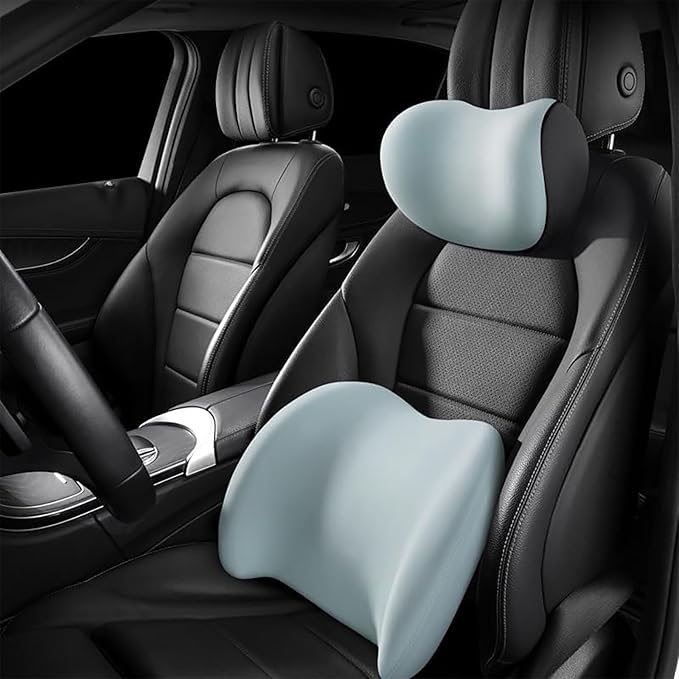 Car Back Support Neck Pillow for Subaru Crosstrek 2012-2025, Comfortable Soft Car Seat Headrest Neck Rest Cushion Lumbar Support Pillow with Adjustable Strap, Blue