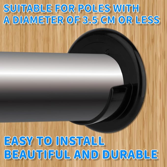 4pcs Closet Rod Holders, Plastic Closet Pole Sockets for 1-3/8" Rods Wardrobe Tube Support Bracket with Screws for Home Bathroom Curtain Clothing Store (Black)