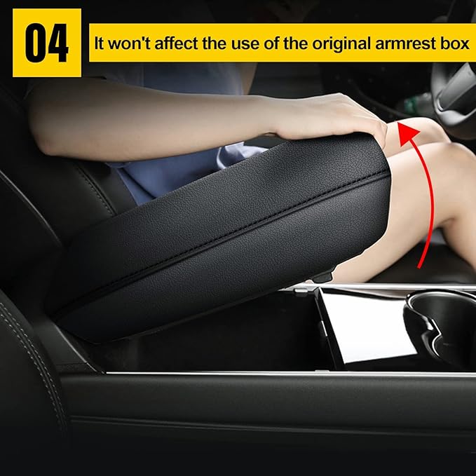 AOMSAZTO Armrest Cover for 2015-2024 Jeep Renegade Middle Console Covers for Jeep Renegade Leather Black