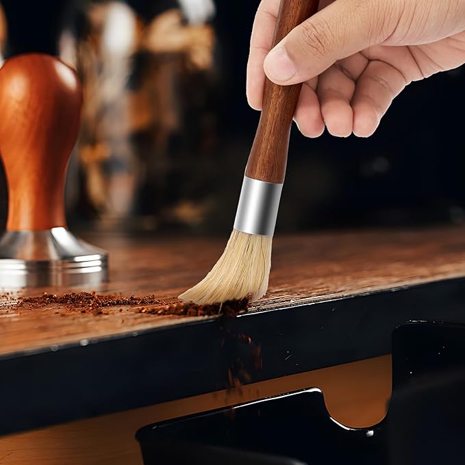 2PC Coffee Grinder Cleaning Brush,Espresso Machine Coffee Brush Cleaner Tool,Natural Bristles&Pure Solid Wood Handle,Bean Coffee Tools,Coffee Brush for Coffee,Tea Powder, Flour,Sugar,Baking Powder