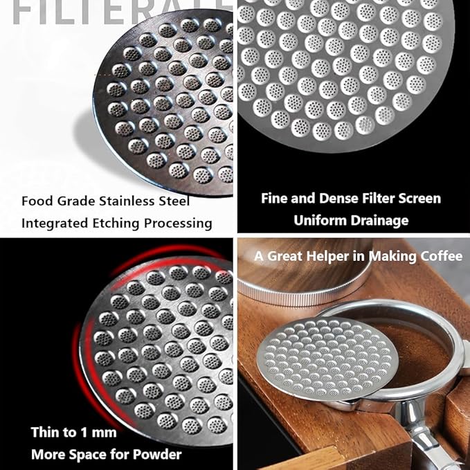 Puck Screen Reusable Mesh Coffee Filter for Espresso Portafilter Basket with Silent Puck Screen Ejector Coffee Grounds Remover Knock-Free Air Blower Kit (51mm Puck Screen)