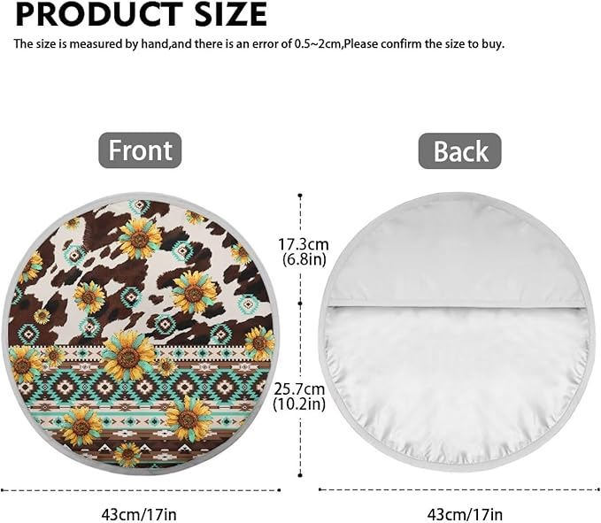 Universal Car Steering Wheel Sun Shade Cover Easy to Install Aztec Tribal Brown Cow Sunflower Pattern Steering Wheel Sun Cover Steering Wheel Sun Heat Shield for Car SUV Truck Van