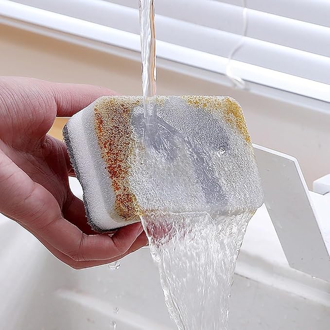 lasenersm 10 Pieces Dishwashing Sponge Kitchen Dishwashing Sponge Non Scratch Scouring Pad Non-Scratch Scouring Pad Non Scratch Sponge Double-Sided Cleaning Sponge Non-Scratch Scrub Sponge, Grey