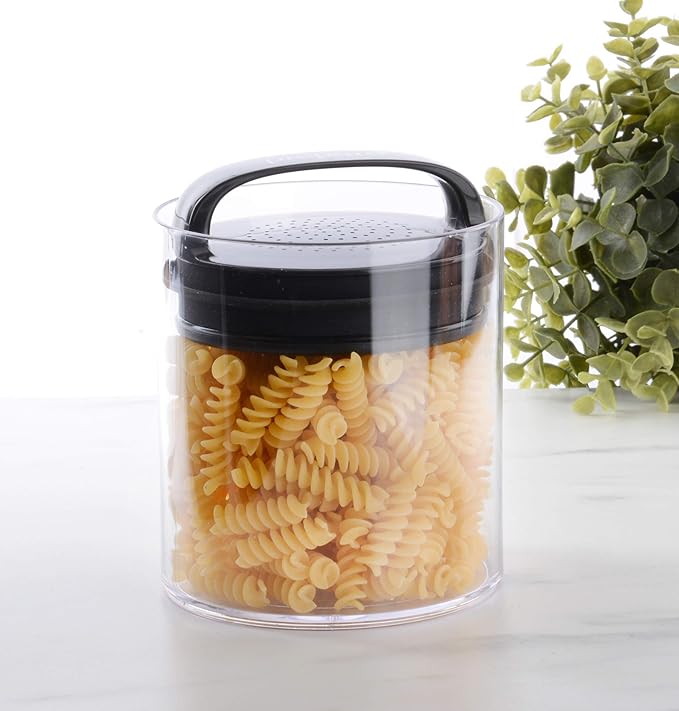 Prepara Evak Fresh Saver, Medium-Short Airless Canister with Black handle, 1.1 Quart, Clear (Pack of 2)