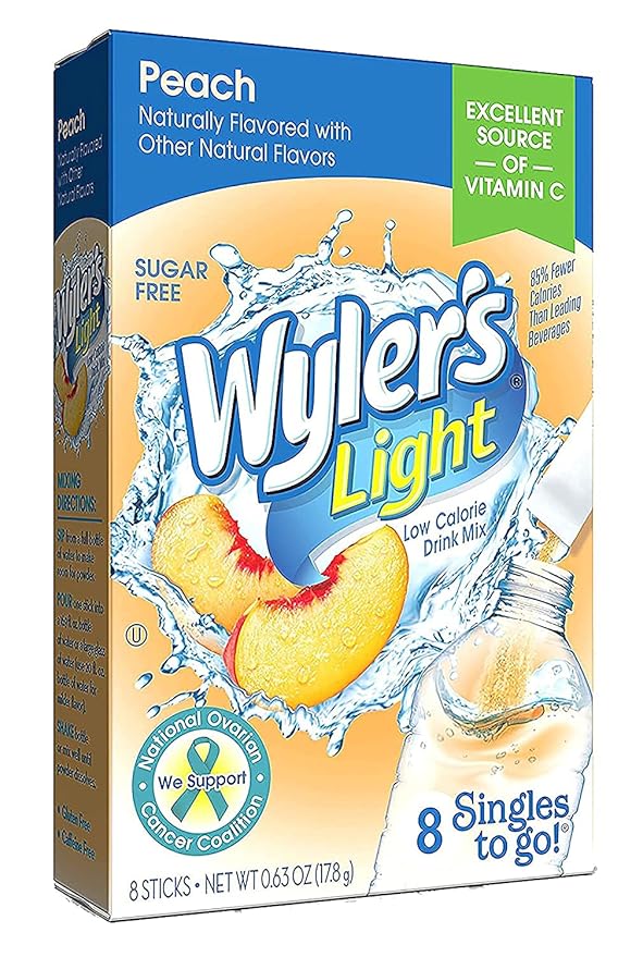 Wyler's Light Singles To Go (6 Pack), Peach Water Drink Mix, 48 Total Powder Drink Mix Packets