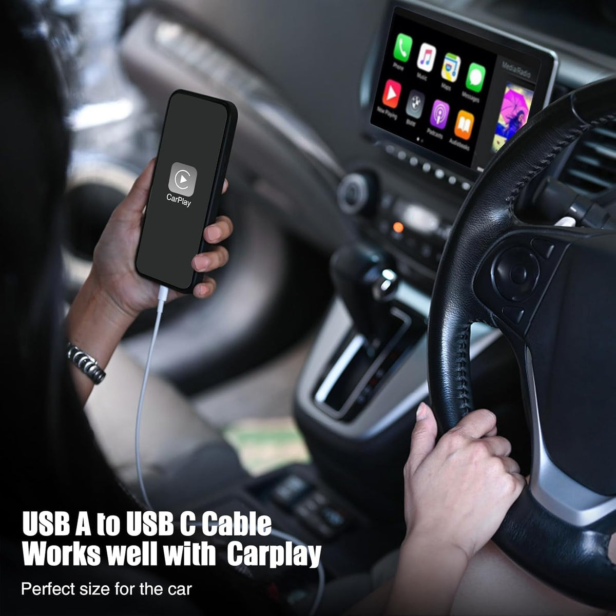 Car Carplay Cable for iPhone 17 16 15 Pro Plus Pro Max Air，3-Pack [3.3FT+3.3FT+6FT] USB A to USB C Cable for iPhone 17 16 15，for iPad Pro/Air/Mini，for Galaxy S25 S24，for MacBook Pro/Air and More