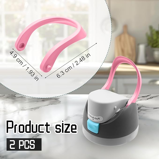 2pcs Handles for Owala FreeSip 24oz 32oz, Water Bottle Cap Carry Loop Handle, Replacement Parts for Owala Cup 16/25/40oz Easy Bottle Top Lid Cap Replacement Accessories, BPA-Free (Pink)