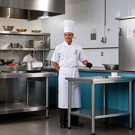Stainless Steel Table Stainless Steel Table for Prep & Work 24 x 24 Inches with Backsplash and Knife Block for Restaurant, Home and Hotel