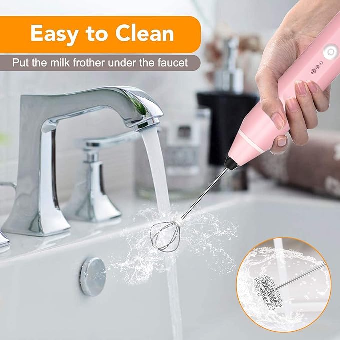 Milk Frother Handheld, Gbivbe Rechargeable Whisk Drink Mixer for Coffee with Art Stencils, Mini Foamer for Cappuccino, Hot Chocolate Match, Frappe, Hot Chocolate, Egg Whisk