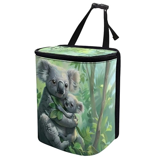 Cute Koala-Shaped Car Trash Bin, Zippered Hanging Design, Keeps Your Vehicle Organized and Tidy