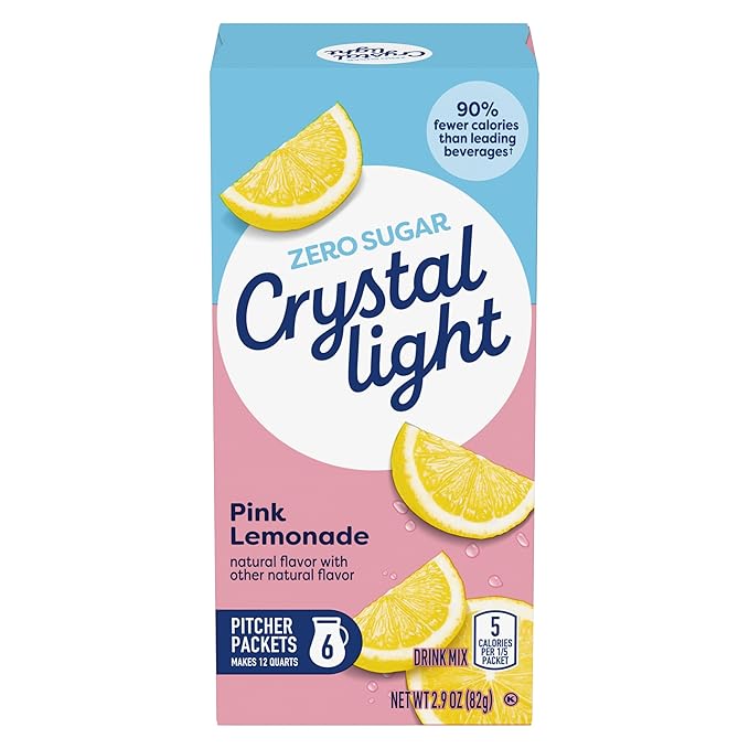 Crystal Light Pink Lemonade Drink Mix (24 Pitcher Packets, 4 Canisters of 6)