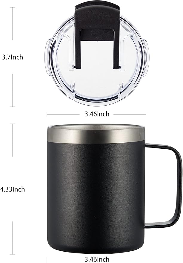 12oz Insulated Coffee Mug Cup with Handle, Stainless Steel Travel Coffee Mug with Flip Lid, Double Wall Vacuum Coffee Tumbler,Seafoam