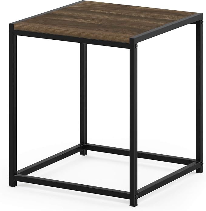 FURINNO Camnus Modern Living End Table, Columbia Walnut, 15.75 in x 15.75 in x 17.83 in