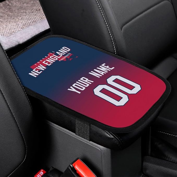 Custom Football Car Armrest Covers Universal Auto Center Console Pad Car handrail Box Cushion Personalized Add Name & Number Fans Gift Fit Suit for SUV Truck Sedan Van