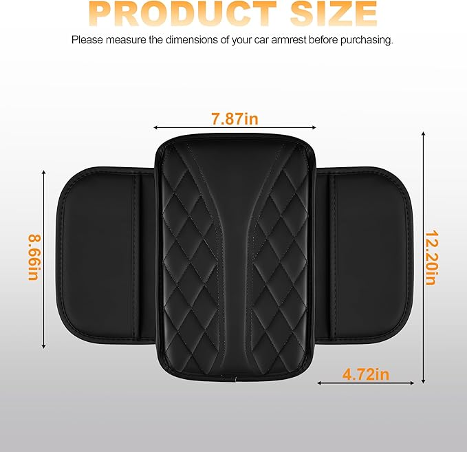 Car Center Console Cover Fit for Jeep Compass 2018-2025 - Leather Armrest Covers with 2 Storage Pockets(Black)
