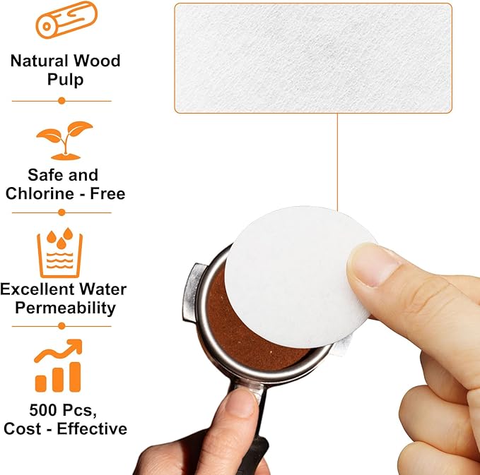 51mm Coffee Paper Filters, 500 Pcs Espresso Filter Papers for Portafilter Machines, 2 Inch Disposable Round Puck Screen Compatible with Standard Espresso Makers