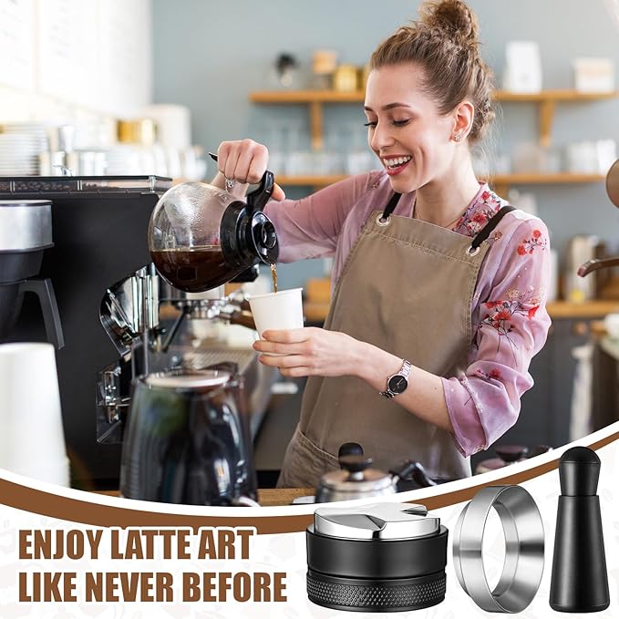 LemonRoad 51mm Espresso Accessories Kit, Coffee Distributor, Tamper Leveler, Coffee Tamper, WDT Tool and Dosing Funnel Set Fits 51 mm Espresso Machines and Portafilters