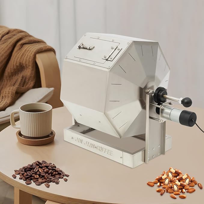 14.5L Coffee Roaster Machine for Home Use, Stainless Steel Electric Coffee Bean Roaster with Speed Controller 5-45 RPM, Peanut Roasters Gas Burner Drum Type