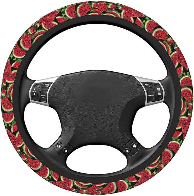 Red Watermelon Steering Wheel Cover for Women Men Girls, Car Accessories Decor Thickened Anti-Slip Auto Steering Wheel Covers Protector Universal Fit 15 Inch for Cars, Truck, SUV