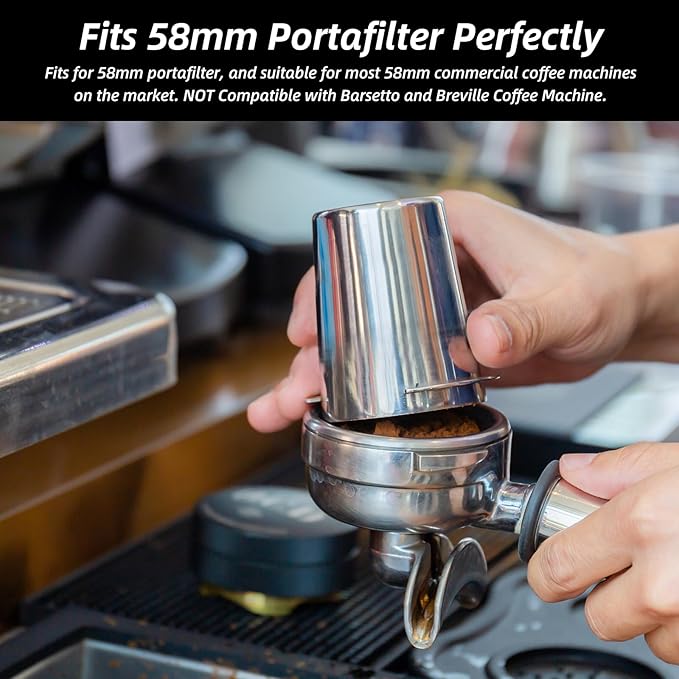 58mm Espresso Dosing Cup,150ml Stainless Steel Coffee Powder Dispenser,Coffee Dosing Cup Universal Fits 58mm Portafilters Accessories(Brushed Silver)